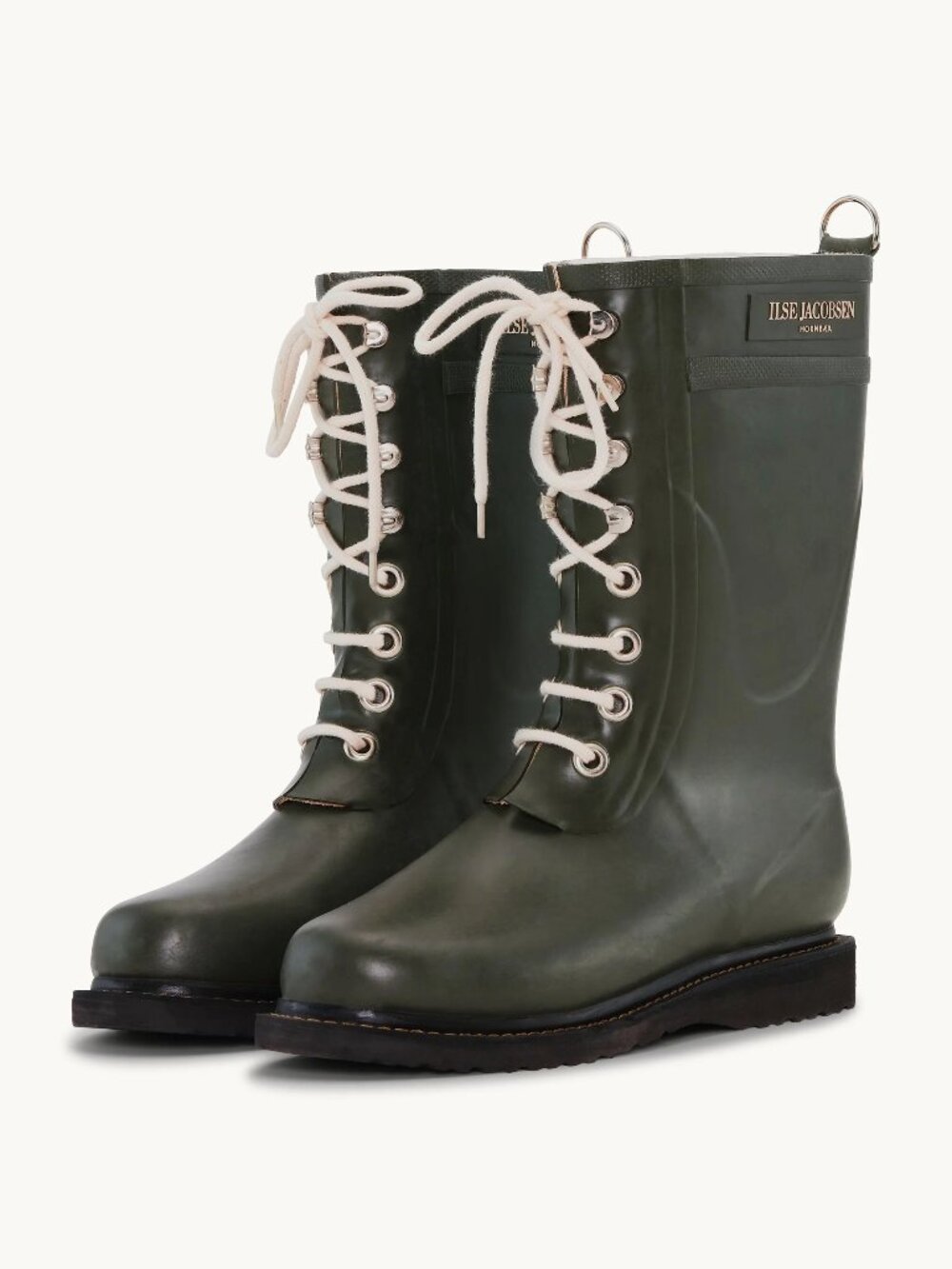 Ilse Jacobsen Hornbaek 3/4 Tall Green Rubber Rain Boots Winter Lace Insulated 7